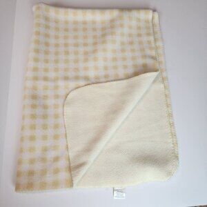 Lullaby Club Yellow White Checked Plaid Gingham Fleece Baby Blanket